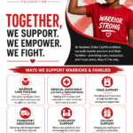 Awotwe Sickle Cell Foundation infographic featuring a girl in a 'Warrior Strong' shirt, with support services including care packages, medical and transport assistance, food support, caregiver resources, and holiday support.