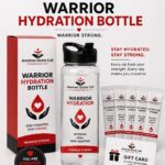 Warrior Hydration Bottle and gift set from Awotwe Sickle Cell Foundation, featuring a water bottle, box, electrolytes, gift card, and a motivational sticker.